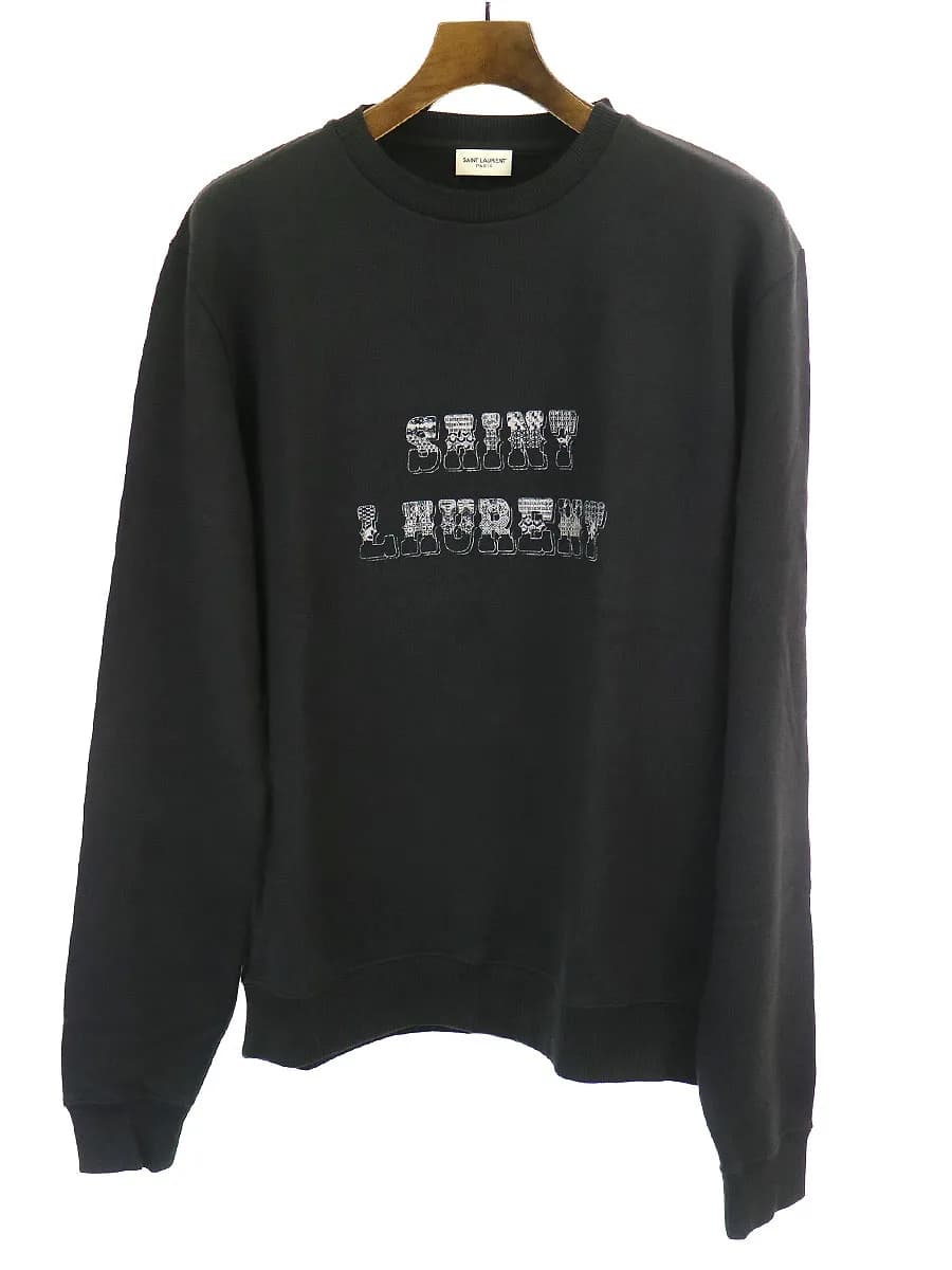 SAINT LAURENT サンローラン パリ 18AW ロゴプリントクルーネックスウェット