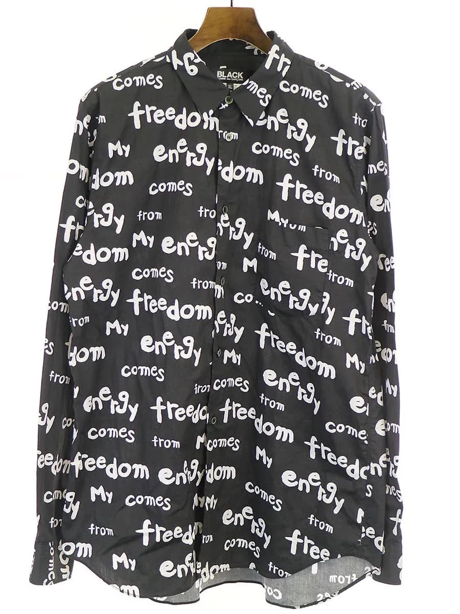 COMME des GARCONS ブラック コムデギャルソン 19AW 総柄コットンブロードシャツ