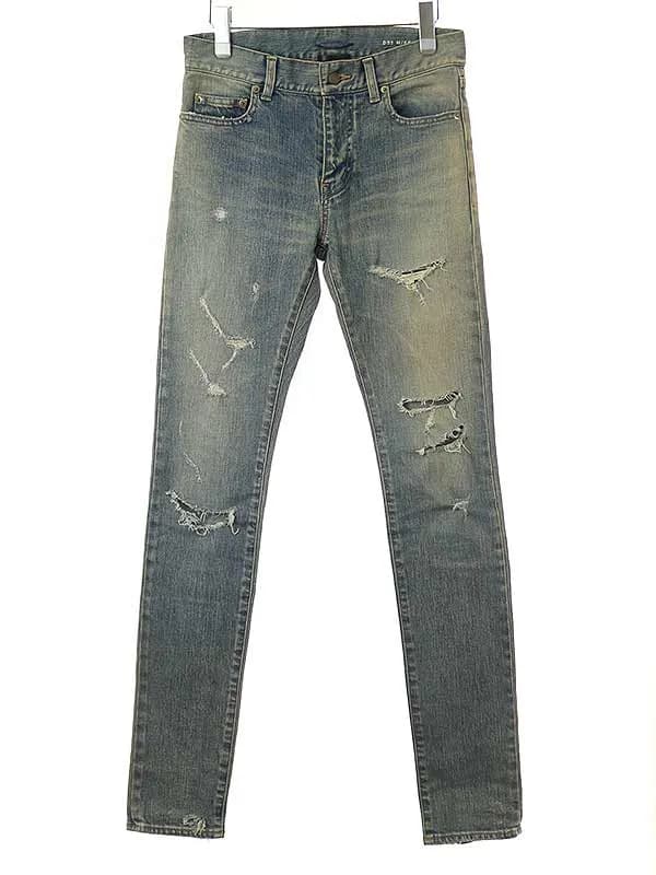 SAINT LAURENT サンローラン パリ 16AW D02/ M/SK-LW デストロイクラッシュ ストレッチスキニーデニムパンツ