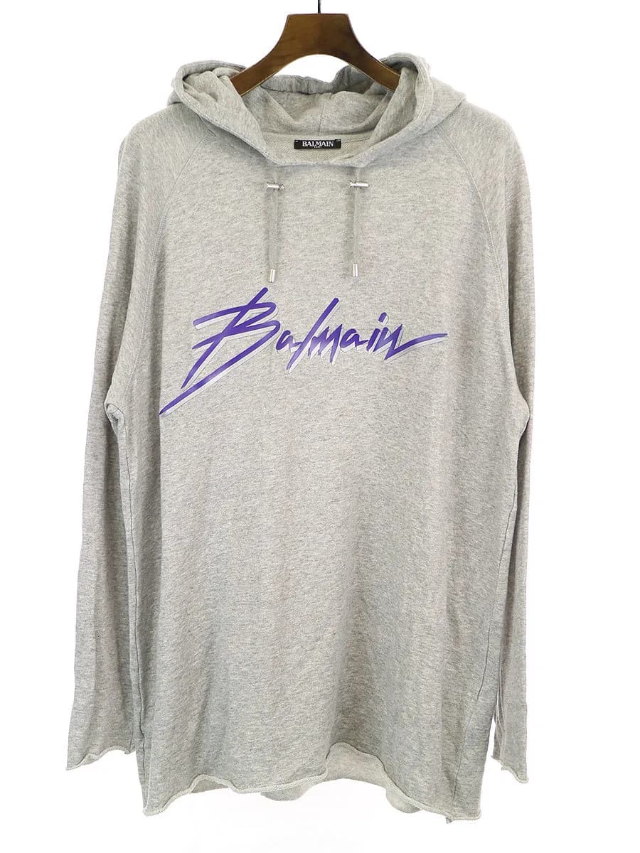 BALMAIN HOMME バルマン オム 19AW ロゴデザインカットオフプルオーバーパーカー