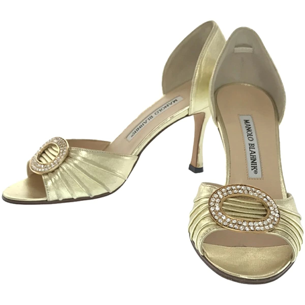 MANOLO BLAHNIK マノロブラニク ビジュー オープントゥパンプス