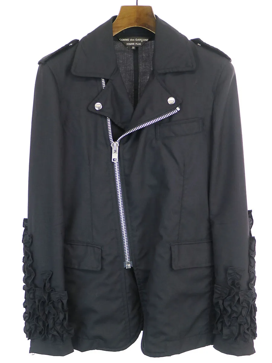 COMME des GARCONS コムデギャルソン オムプリュス 12SS フリルスリーブダブルライダースジャケット