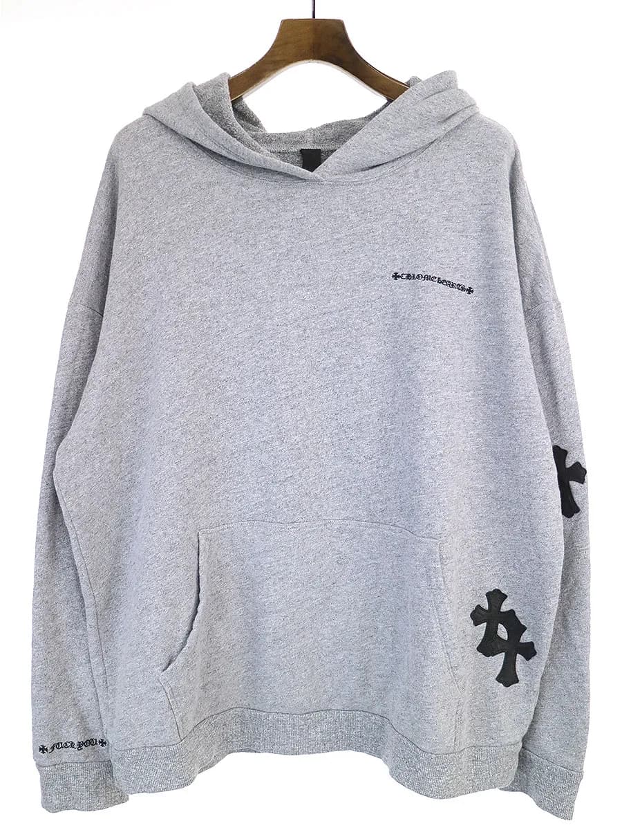 CHROME HEARTS クロムハーツ Y NOT レザークロスパッチ付きプルオーバーパーカー