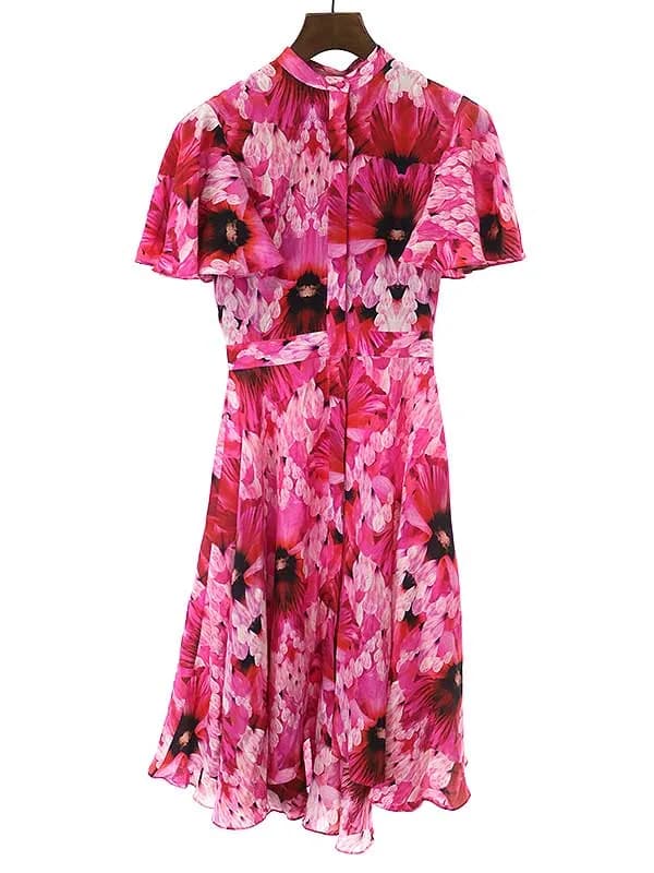 ALEXANDER McQUEEN アレキサンダーマックイーン 20SS フラワーシルクドレスワンピース