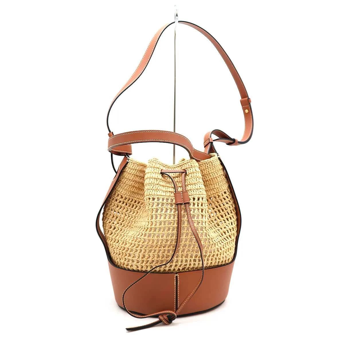 LOEWE ロエベ BALLOON レザーコンビ2WAYラフィアバルーンバッグ