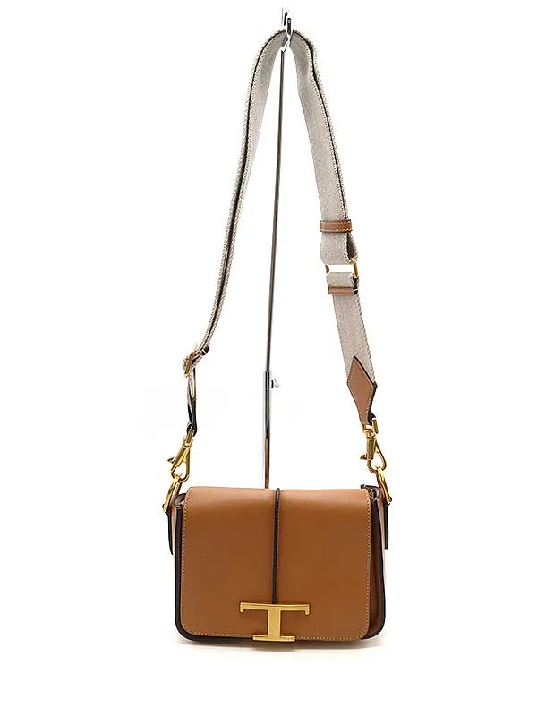 TOD'S トッズ Tタイムレス クロスボディ ミニショルダーレザーバッグ