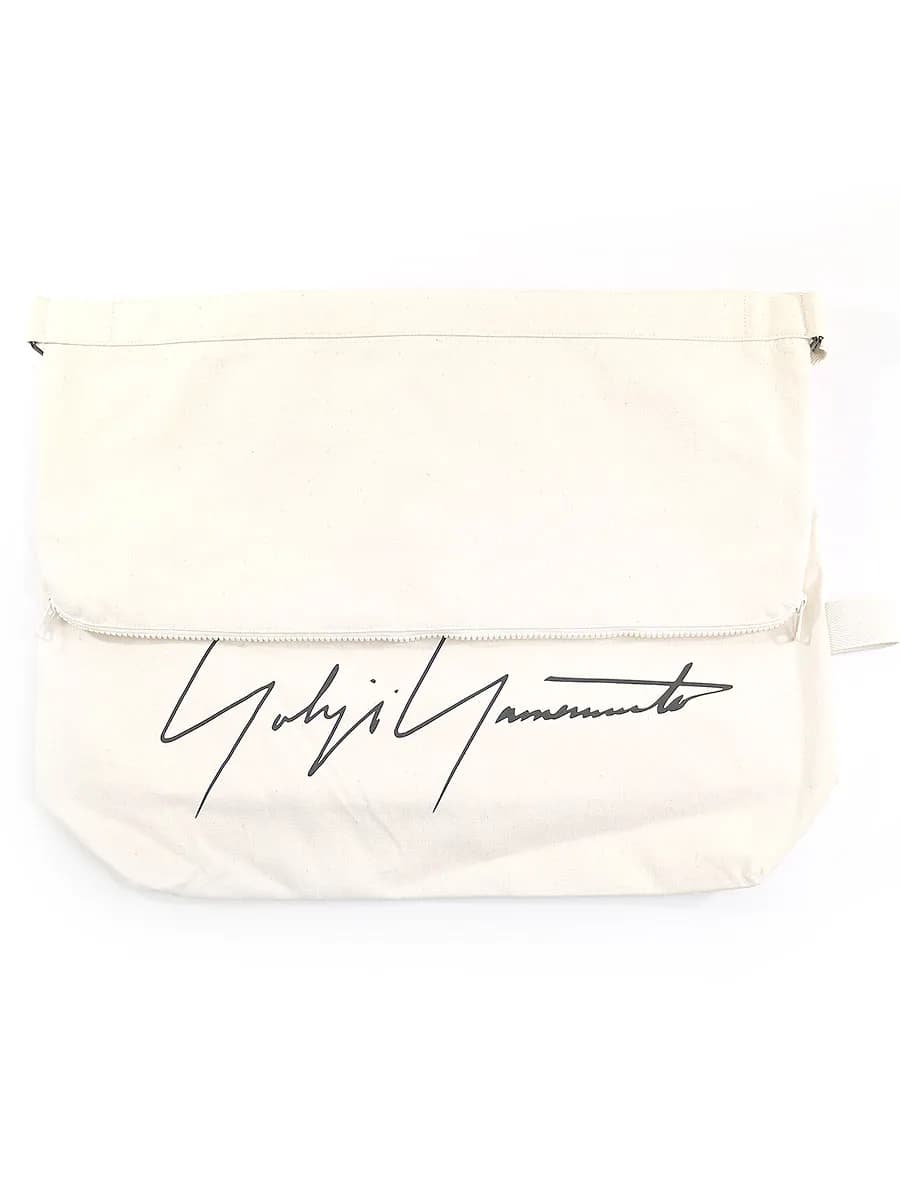 Yohji Yamamoto ヨウジヤマモト シグネチャーロゴキャンバスショルダーバッグ