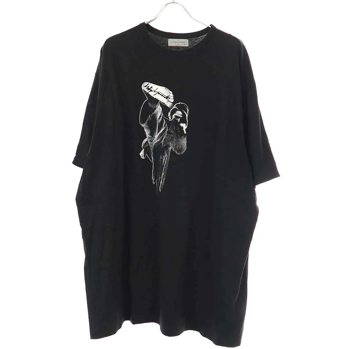 Yohji Yamamoto ヨウジヤマモト プールオム 21AW コットン天竺BIG半袖袖カラテプリントTシャツ