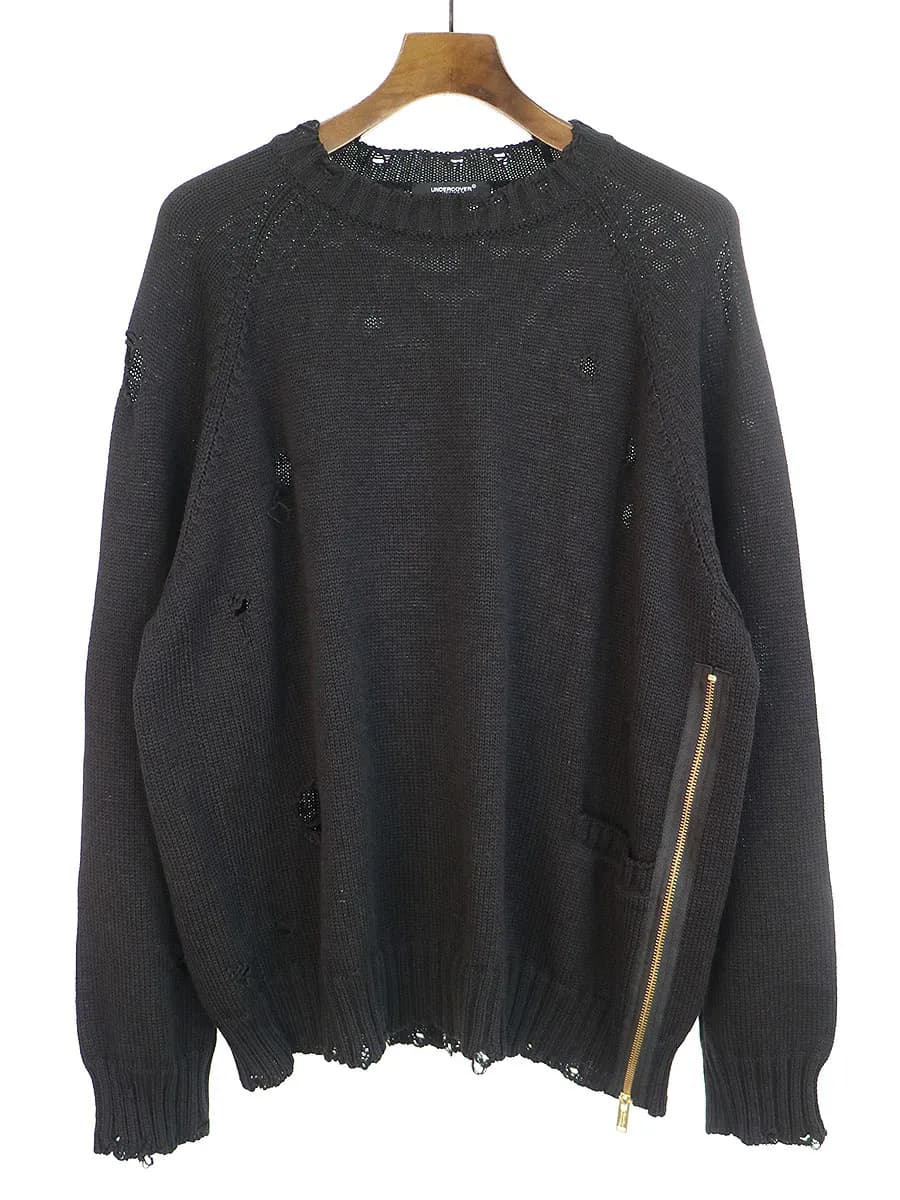 UNDERCOVER アンダーカバー 21SS 裾ジップダメージ加工ニットセーター