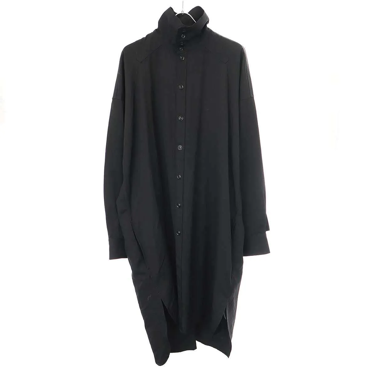 Yohji Yamamoto ヨウジヤマモト プールオム 17AW ウールギャバジンスタンドカラーロングシャツ