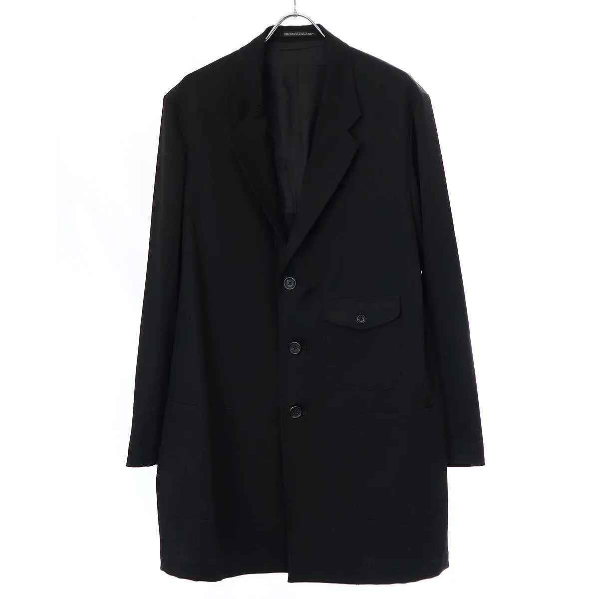 Yohji Yamamoto ヨウジヤマモト プールオム 23SS ウールギャバジンサイドボタンロングジャケット