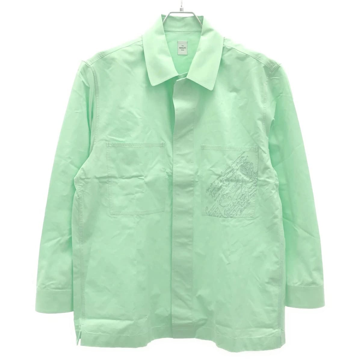 Berluti ベルルッティ 23SS ポケットカリグラフィデザイン ワークシャツ R24HTL92COHM グリーン R38