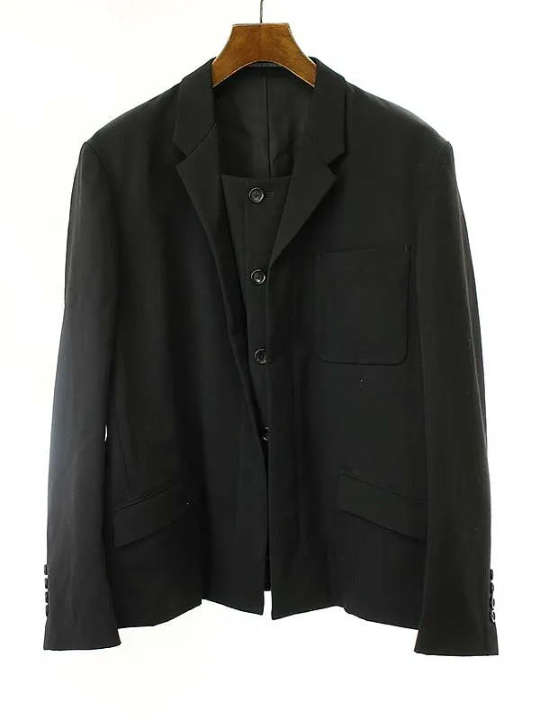 Yohji Yamamoto ヨウジヤマモト プールオム 21AW ウールギャバジンフロントレイヤードジャケット