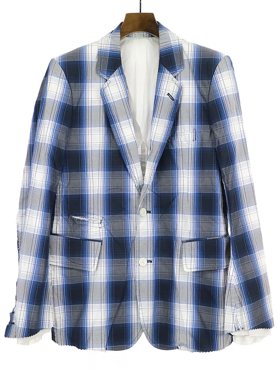 TAKAHIROMIYASHITA The SoloIst. タカヒロミヤシタ ザ ソロイスト 14SS カットオフデザインチェック柄2Bジャケット