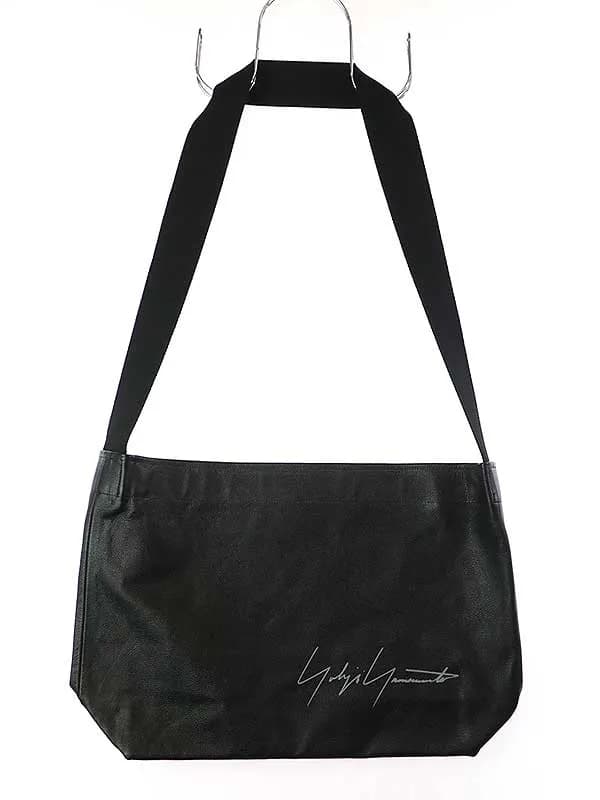 Yohji Yamamoto ヨウジヤマモト シグネチャーロゴプリントレザーバッグ