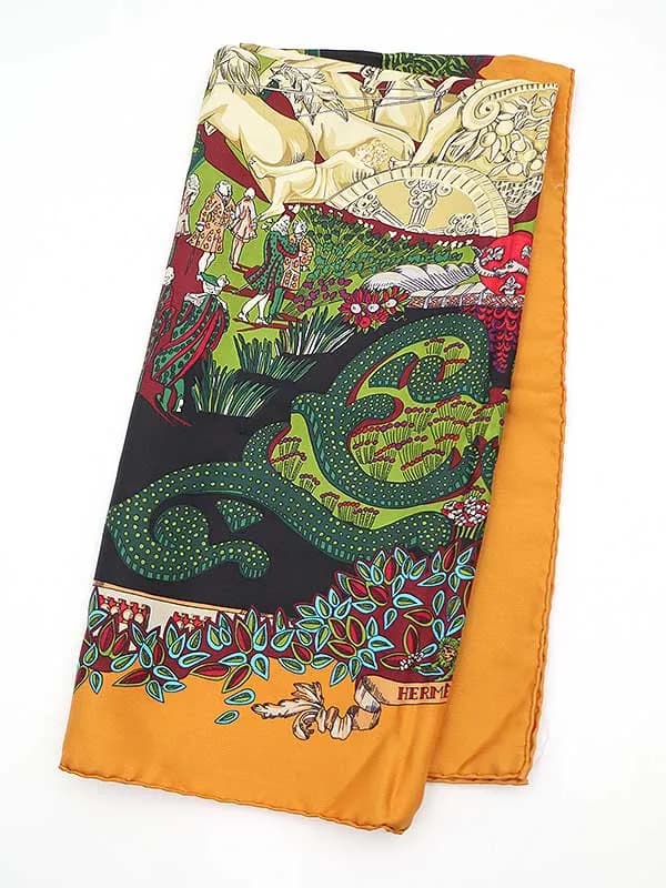 HERMES エルメス カレ90 LE PARADIS 王の楽園 シルクスカーフ