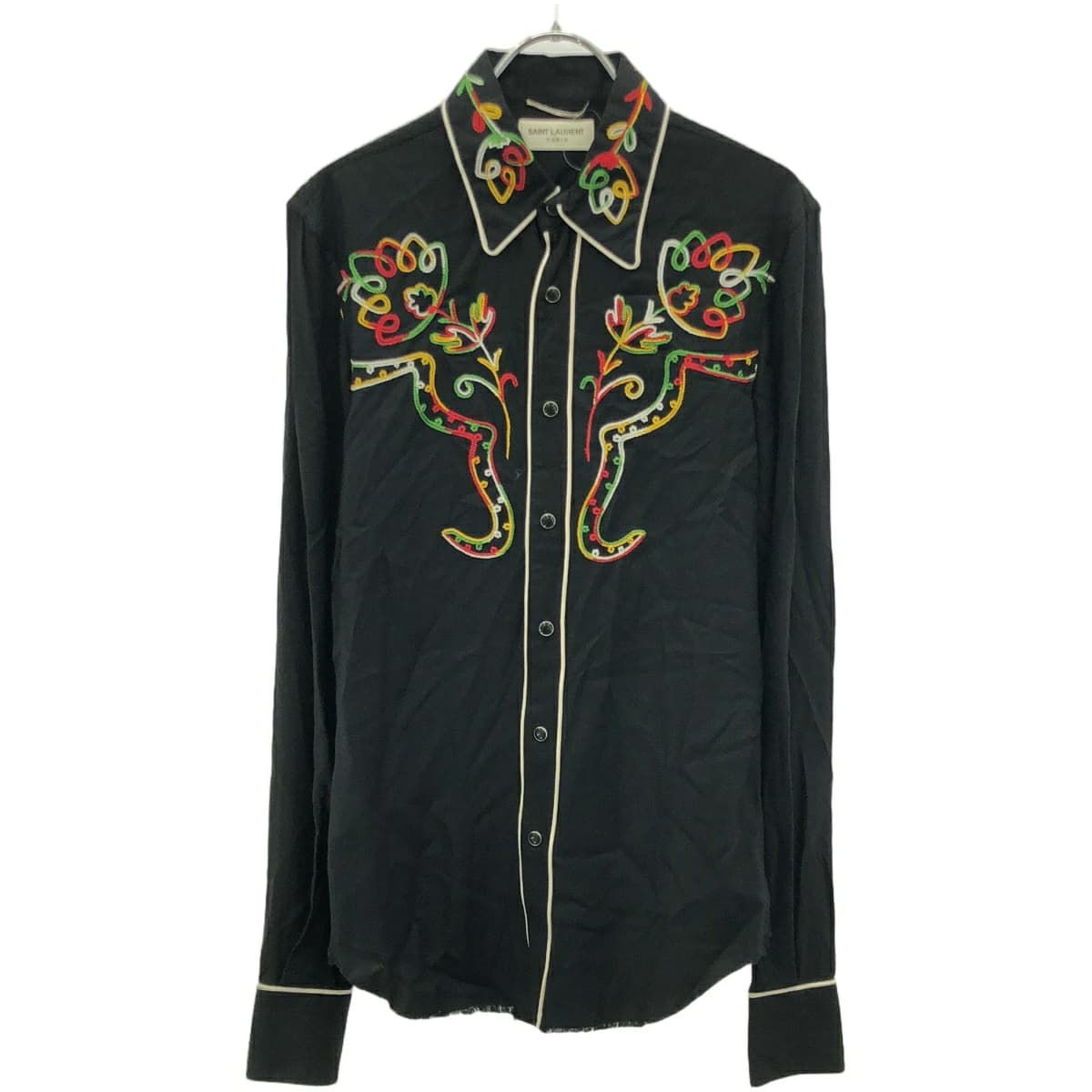 SAINT LAURENT サンローラン パリ 16SS フラワーエンブロイダリーレーヨンウエスタンシャツ 419830 Y978L