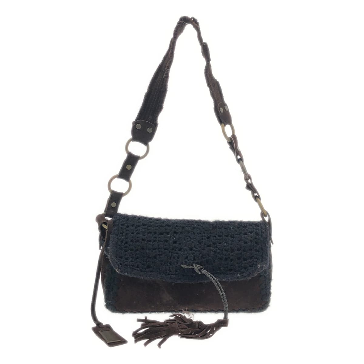 DOLCE&GABBANA ドルチェ&ガッバーナ ニットスエードレザー コンビネーションショルダーバッグ