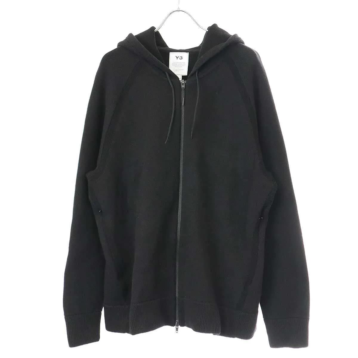 Y-3 ワイスリー M CLASSIC WINTER KNIT HOODED FULL-ZIP HOODIE ロゴジャガードジップアップニットパーカー GK4563