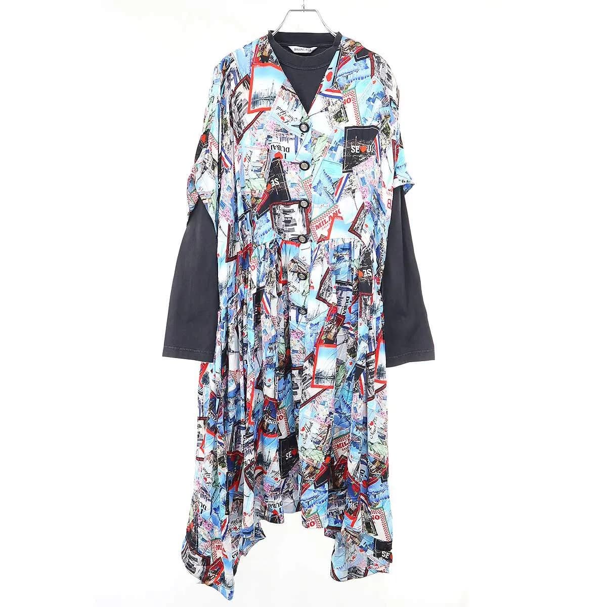 BALENCIAGA バレンシアガ 21SS レイヤードグラフィックワンピース