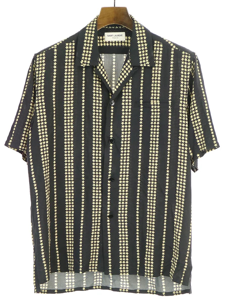SAINT LAURENT サンローラン パリ 19SS スターストライプシャークカラーレーヨンシャツ