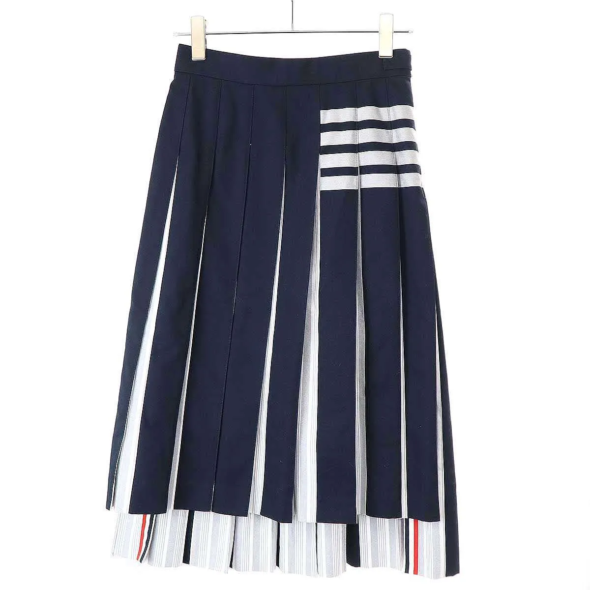 THOM BROWNE トム ブラウン コットンツイルストライプ ロングプリーツスカート FGC441U-07890415