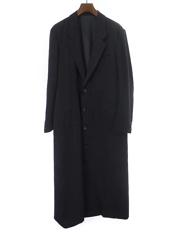 Yohji Yamamoto ヨウジヤマモト プールオム 18AW ウールシワギャバジンロングジャケット
