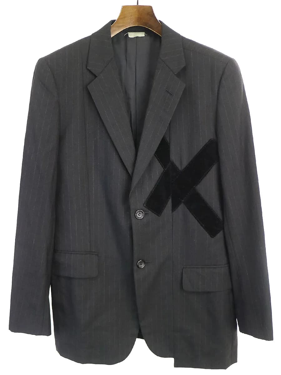 COMME des GARCONS コムデギャルソン オムプリュス 06AW bad boy期 LOOK4 ピンストライプ柄ベロアテープ2Bジャケット