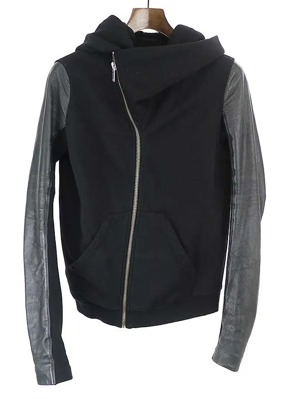 Rick Owens ダークシャドウ バイ リックオウエンス スリーブレザーマウンテンフードパーカー