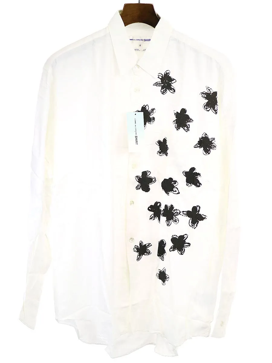 COMME des GARCONS コムデギャルソン シャツ 90's 初期 フラワースケッチレーヨンシャツ