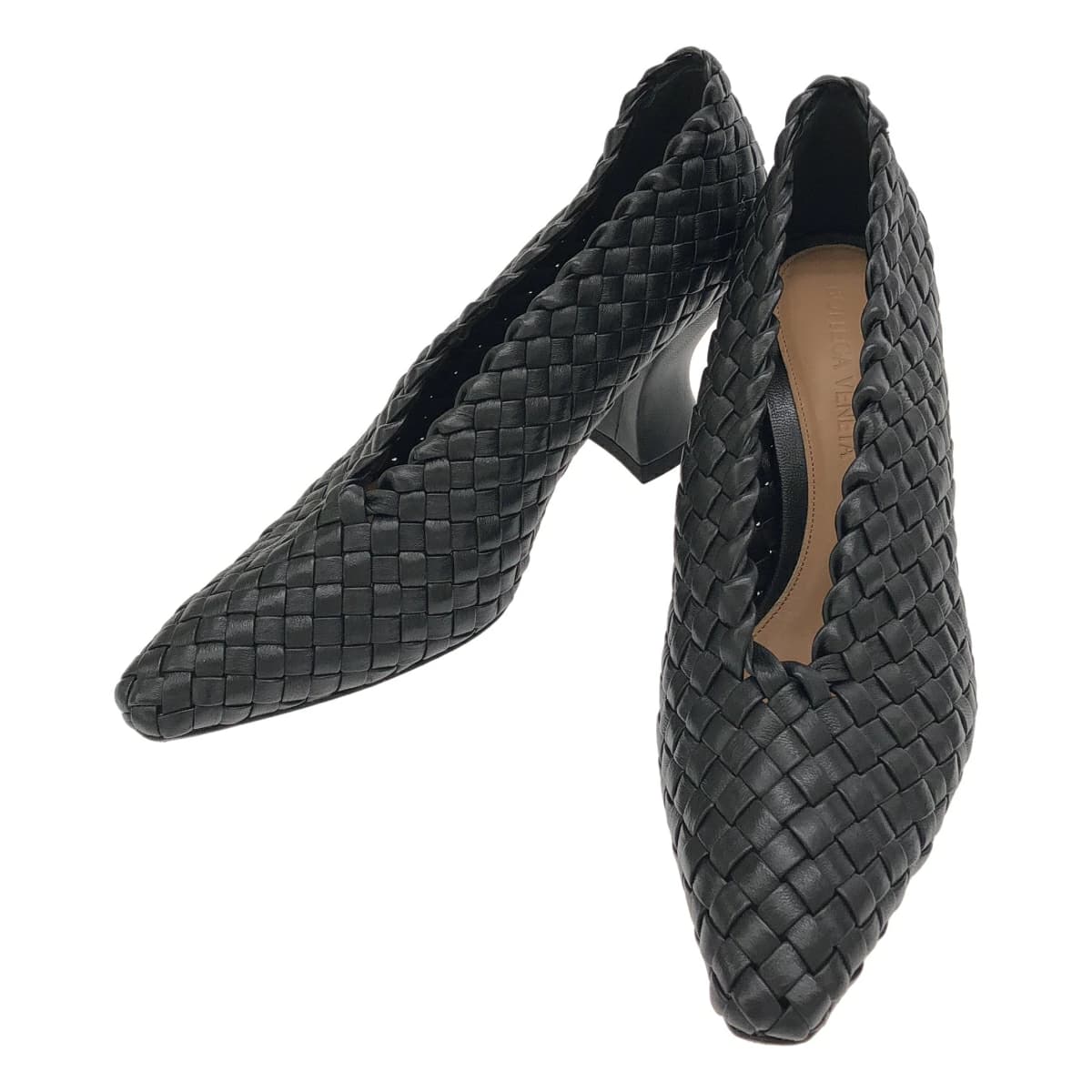 BOTTEGA VENETA ボッテガヴェネタ アーモンド イントレチャートヒールパンプス