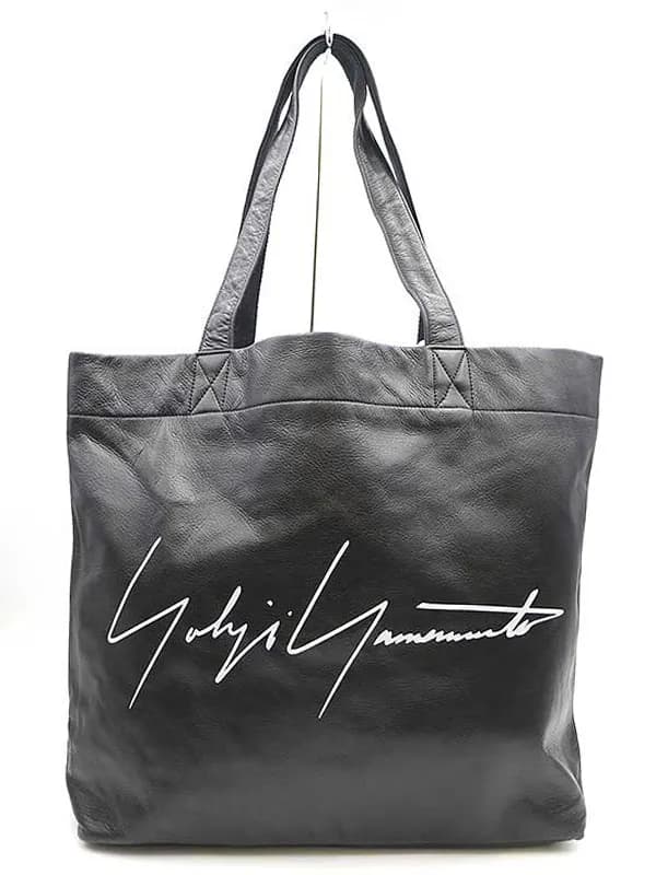 Yohji Yamamoto ヨウジヤマモト シグネチャーロゴプリントレザートートバッグ