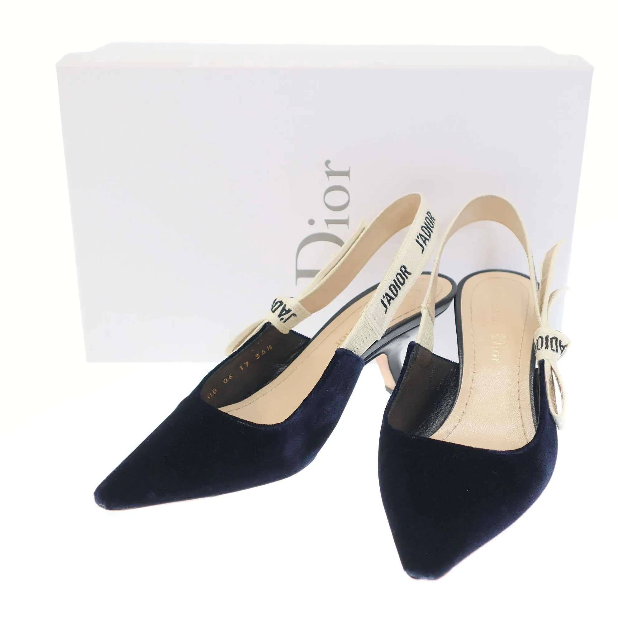 Dior HOMME ディオール J'ADIOR ロゴストラップベルベットパンプス KDC200VLRS56B