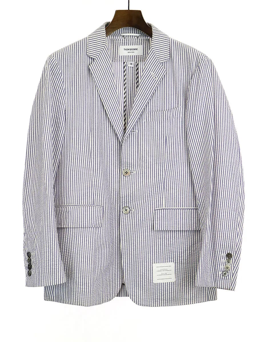 THOM BROWNE トムブラウン シアサッカーストライプテーラードジャケット