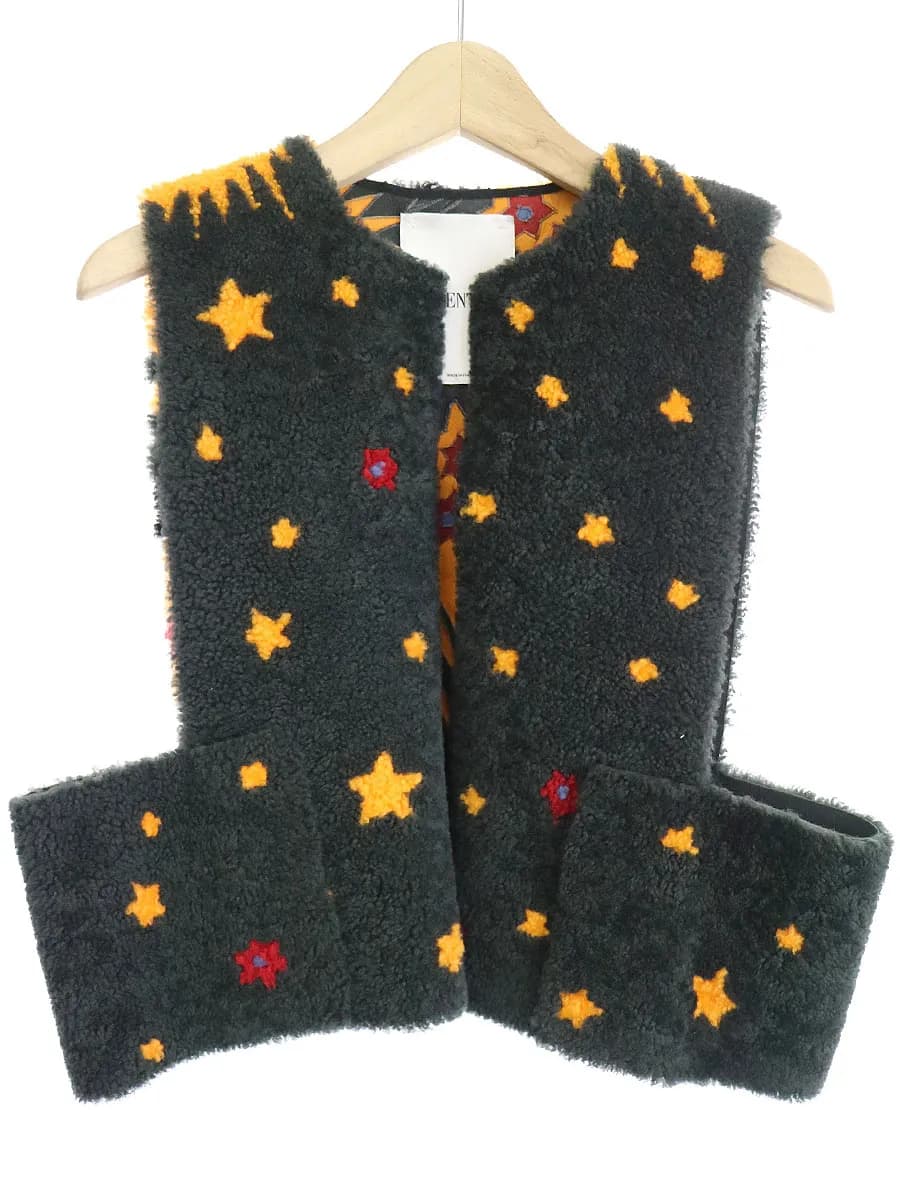 VALENTINO ヴァレンティノ 16AW スター柄ムートンボアベスト