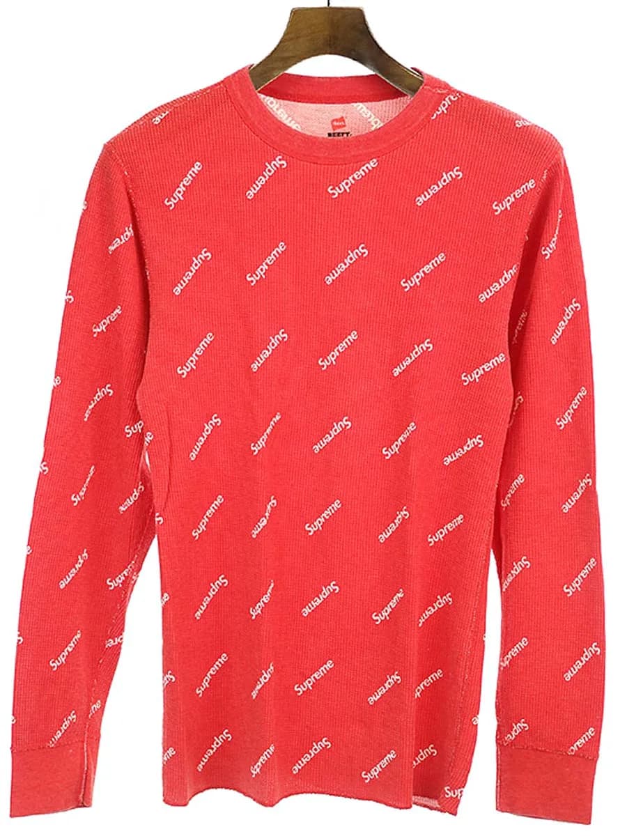 Supreme シュプリーム Hanes Thermal Crew Red Logos サーマルカットソー