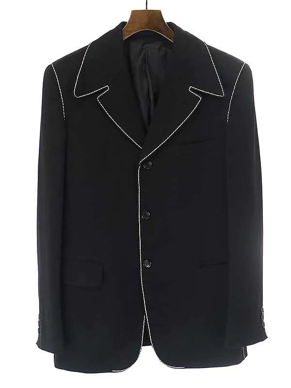 COMME des GARCONS コムデギャルソン オムプリュス 1999AW スーベニールキッチュ期 ステッチデザインポリエステル3Bテーラードジャケット