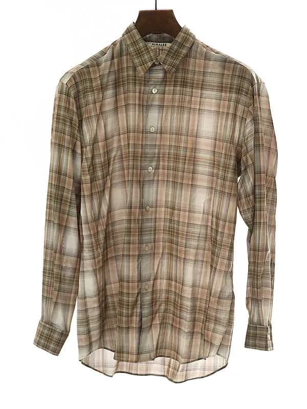 AURALEE オーラリー 21AW WOOL RECYCLED POLYESTER CLOTH SHIRT チェックシャツ