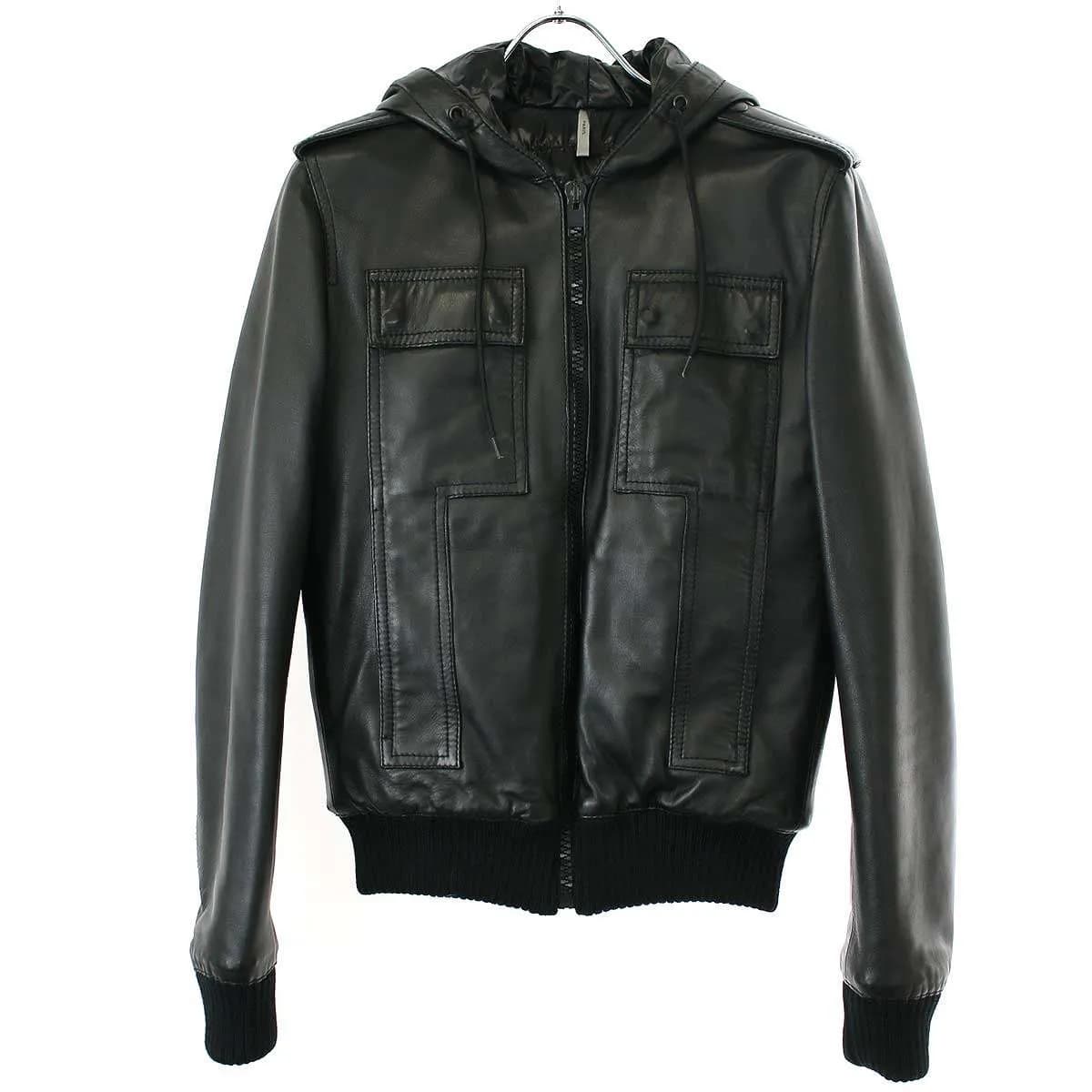Dior HOMME ディオールオム 2007AW ラムレザーフーデッドダウンジャケット 7H3540620003