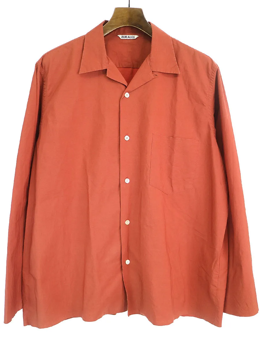 AURALEE オーラリー 18SS SELVEDGE WEATHER CLOTH SHIRTS オープンカラーシャツ