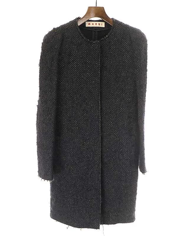 MARNI マルニ ツイードウールノーカラーコート