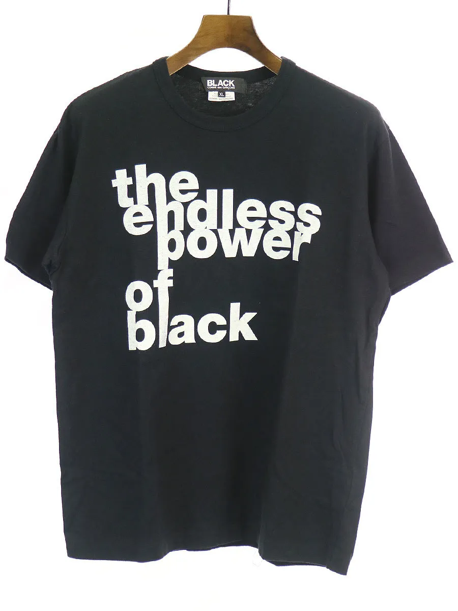 COMME des GARCONS ブラック コムデギャルソン AD2017 プリントクルーネックTシャツ
