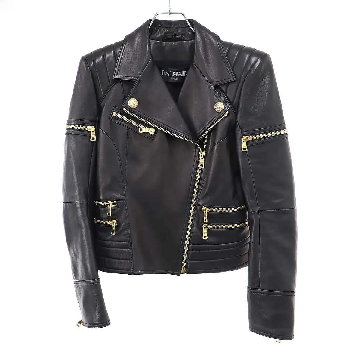 BALMAIN HOMME バルマンパリ ラムレザーダブルライダースジャケット