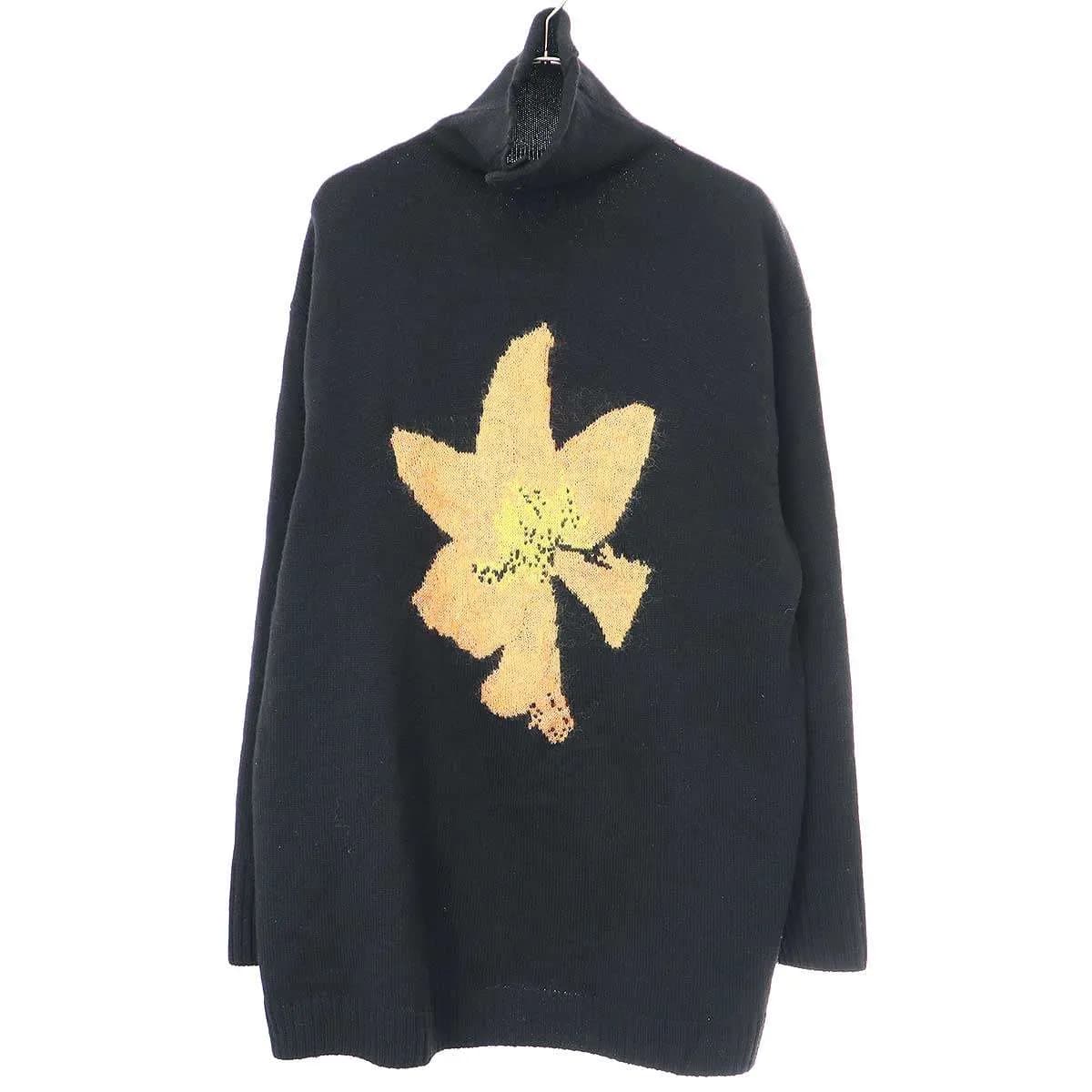 Yohji Yamamoto ヨウジヤマモト プールオム 21AW フラワータートルネックニットセーター HX-K16-181