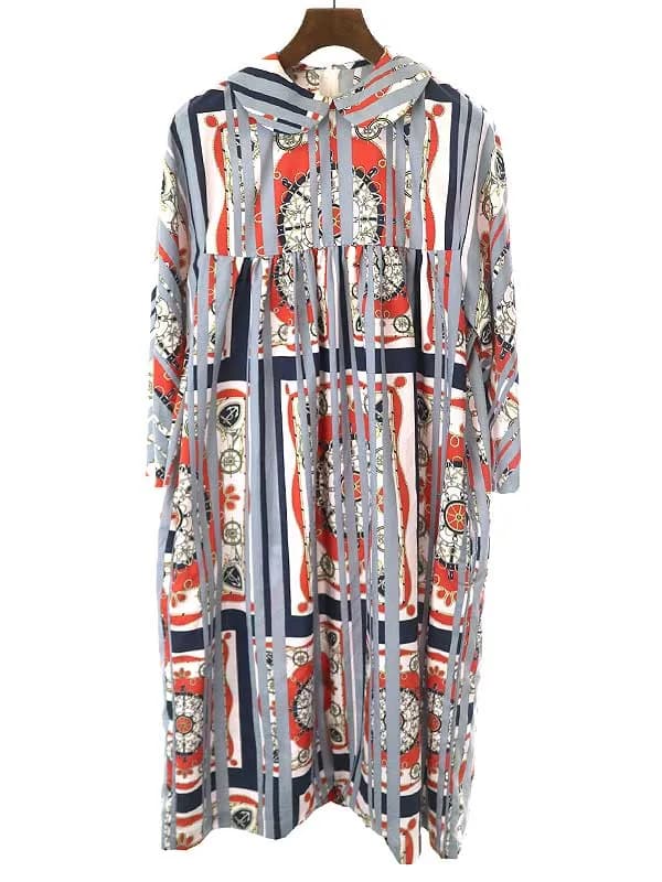 COMME des GARCONS コムデギャルソンコムデギャルソン 17AW スカーフ柄 ラウンドカラードレスワンピース