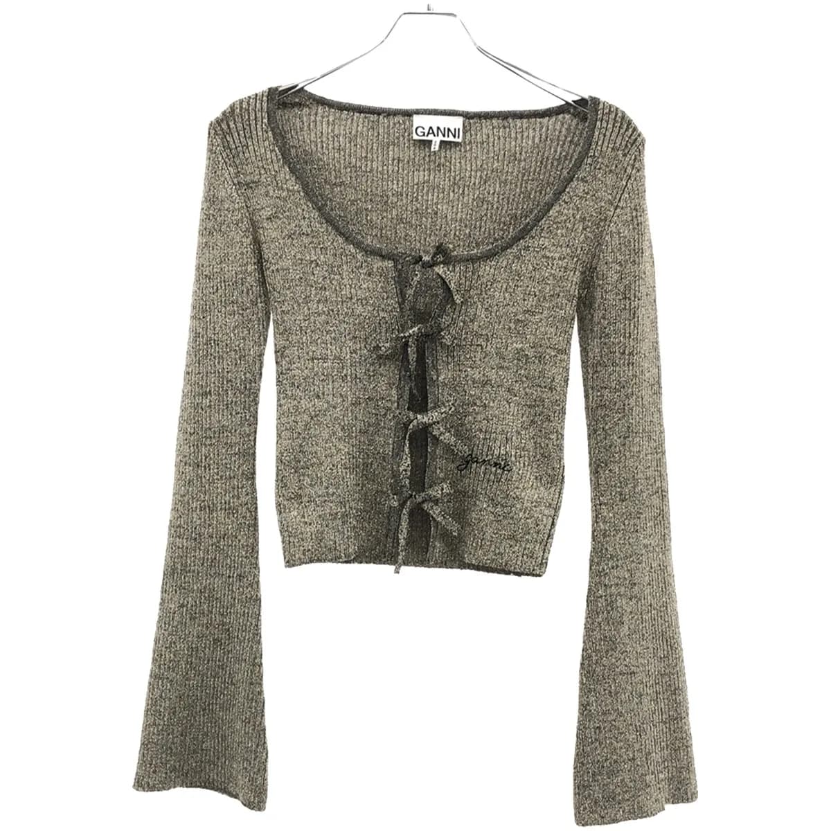 GANNI ガニー 23AW SPARKLE RIB BLOUSE ラメニットトップス