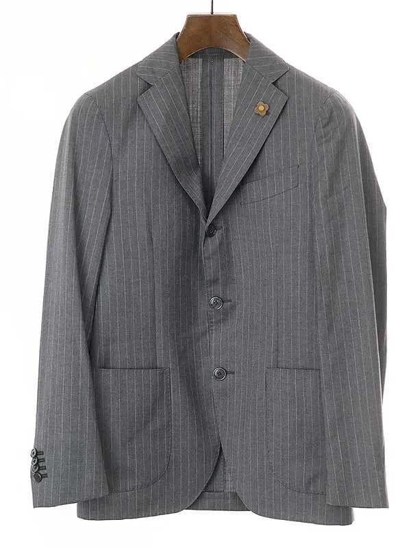 LARDINI ラルディーニ ノッチドラペルウール3Bストライプセットアップスーツ