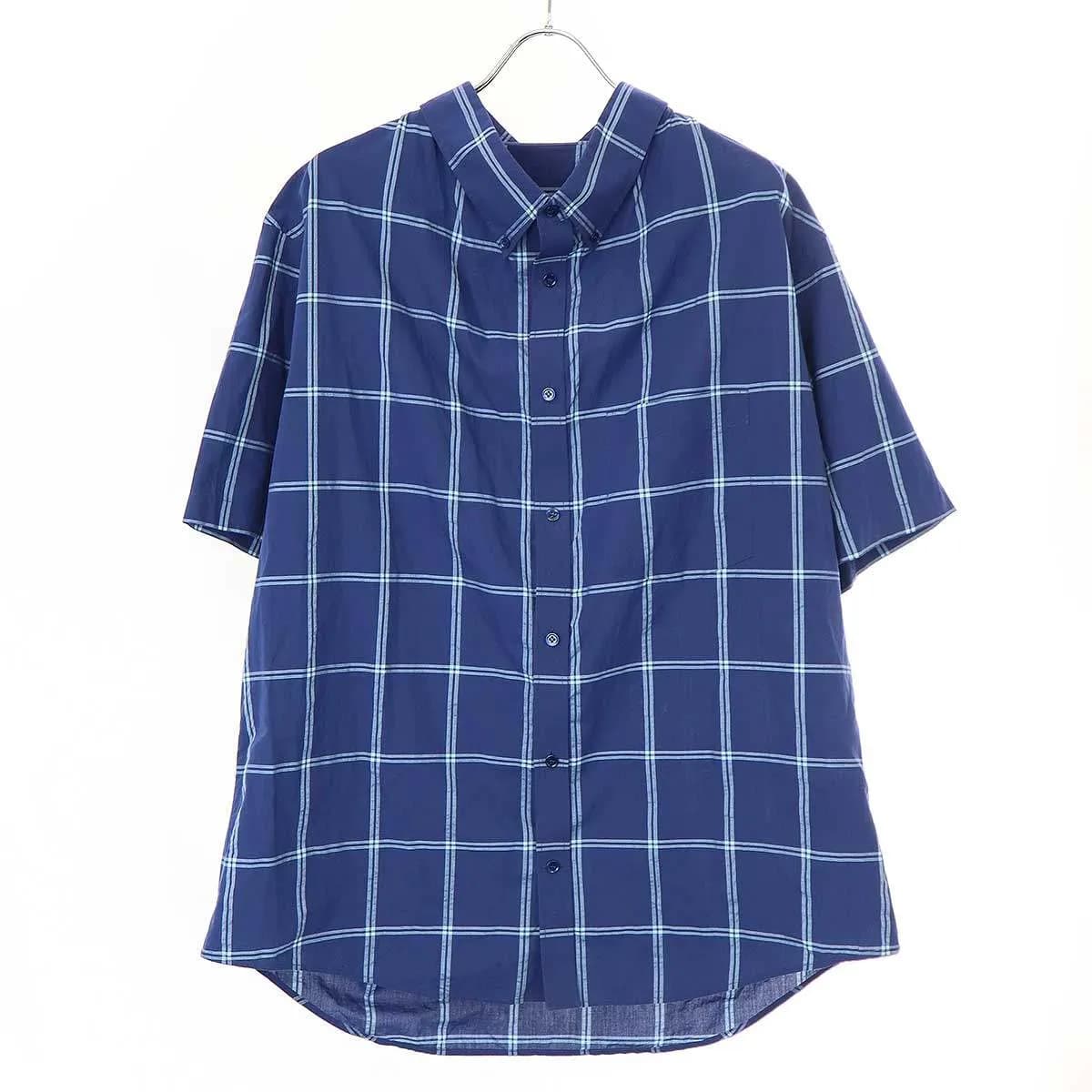 BALENCIAGA バレンシアガ 18SS チェック柄オーバーサイズショートスリーブボタンダウンシャツ