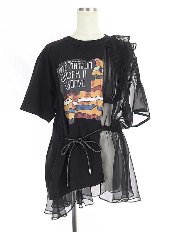 sacai サカイ 20SS FUNKADELIC T-Shirt シフォン切替Tシャツ