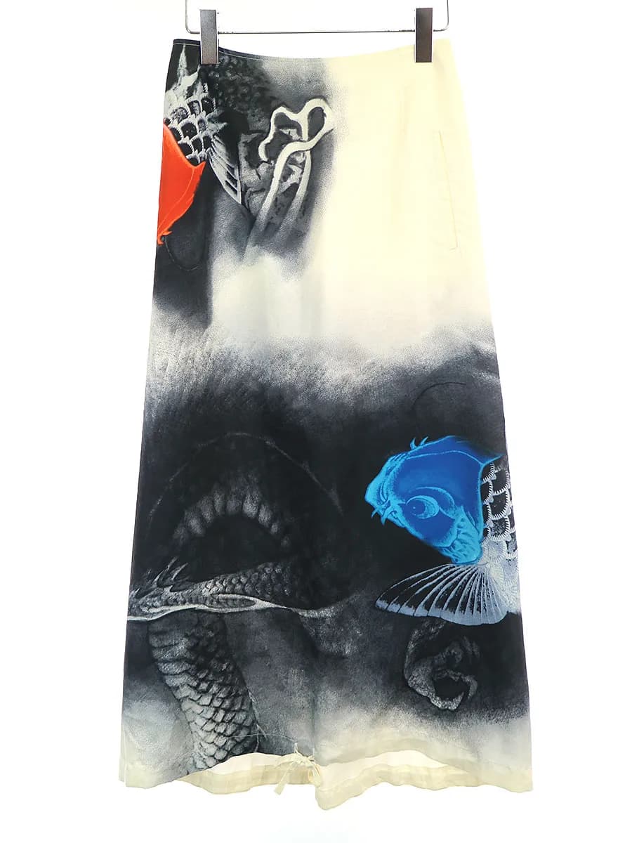 Yohji Yamamoto ヨウジヤマモトファム 03SS 水墨画デザインシルクスカート